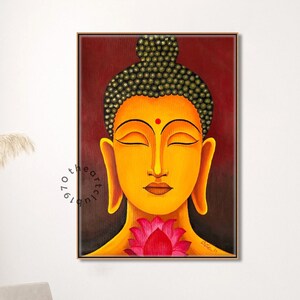 （お得な特別割引価格） キャンバスに手描きされた絵画（フレームなし） 仏陀 - 日本 Etsy 絵画