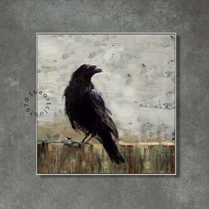 Acrylic Crow Painting Original Bird Oil Painting On Canvas Black Raven Painting Minimalist Handmade Artwork Animal Painting Crow Wall Art