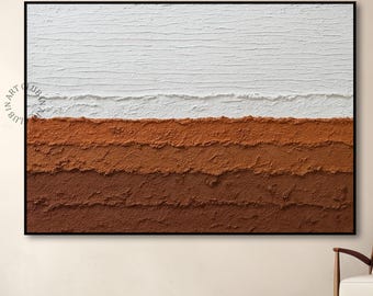 Terracotta Textured Wall Art Abstract Terracotta Earth Layers Painting Hand-painted Modern Abstract Original Canvas Wall Art For Home Decor