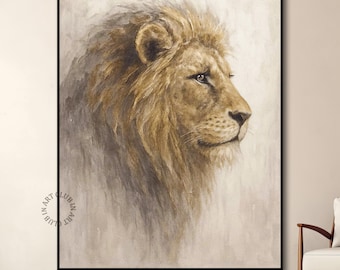 Majestic Lion Canvas Painting Abstract Lion Wall Art Abstract Wildlife Wall Art Modern Hand-painted Animal Wall Art For Living Room Decor