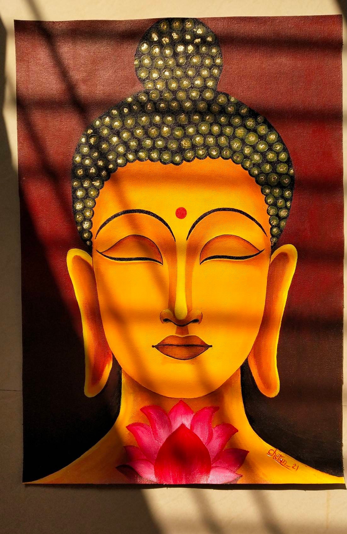 Peaceful Zen Buddha Painting ,original Canvas Acrylic Painting ,home