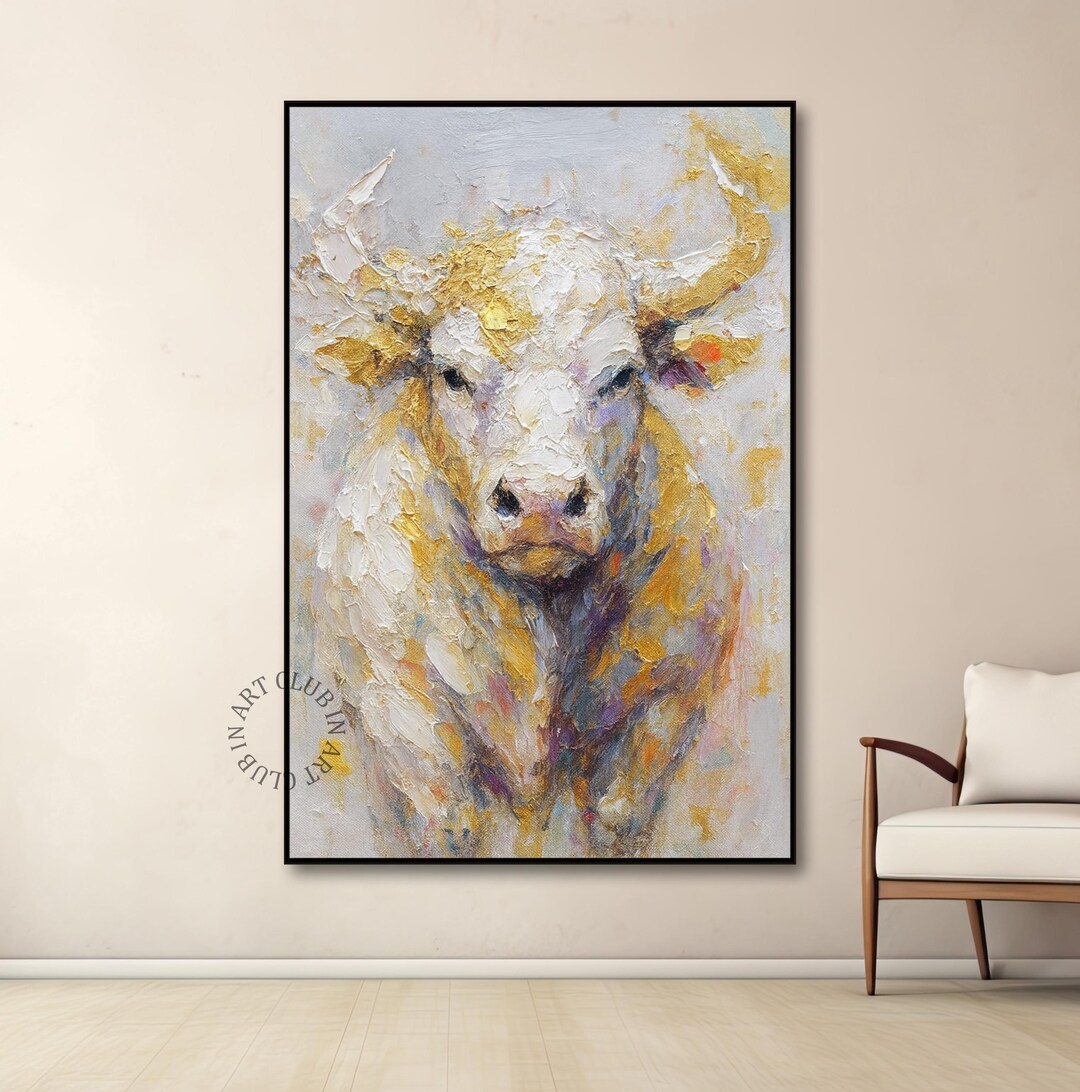 Majestic Bull Wall Art Abstract Bull Painting on Canvas Textured Bull ...