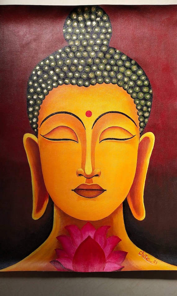 Peaceful Zen Buddha Painting original Canvas Acrylic Painting