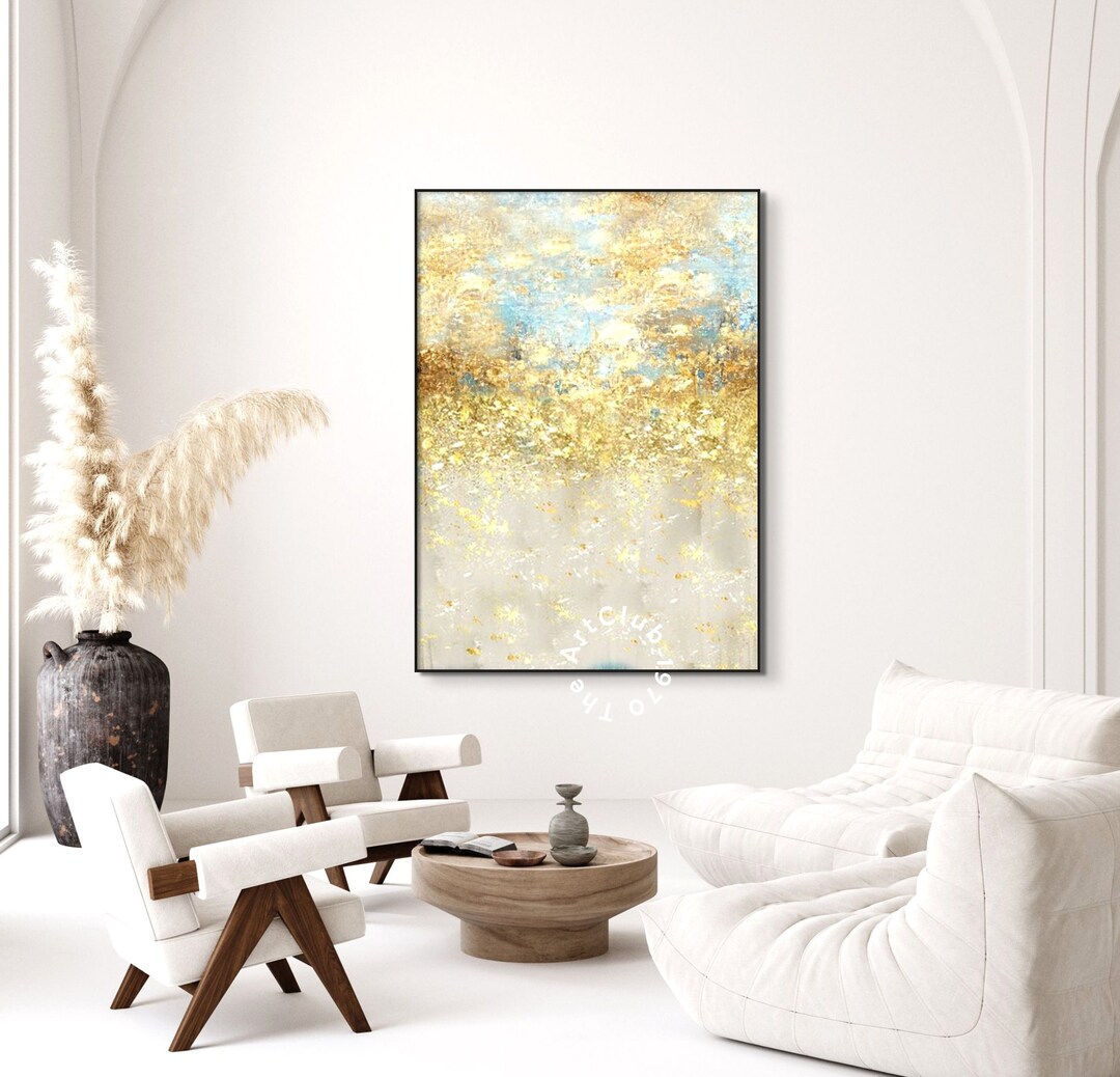 Large Gold Abstract Oil Painting on Canvas Original Minimalist Etsy
