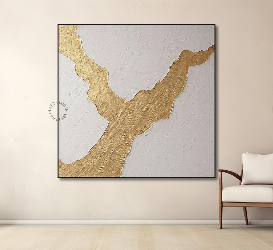 Original Gold Leaf Abstract Painting Minimalist Gold Leaf Canvas Wall ...