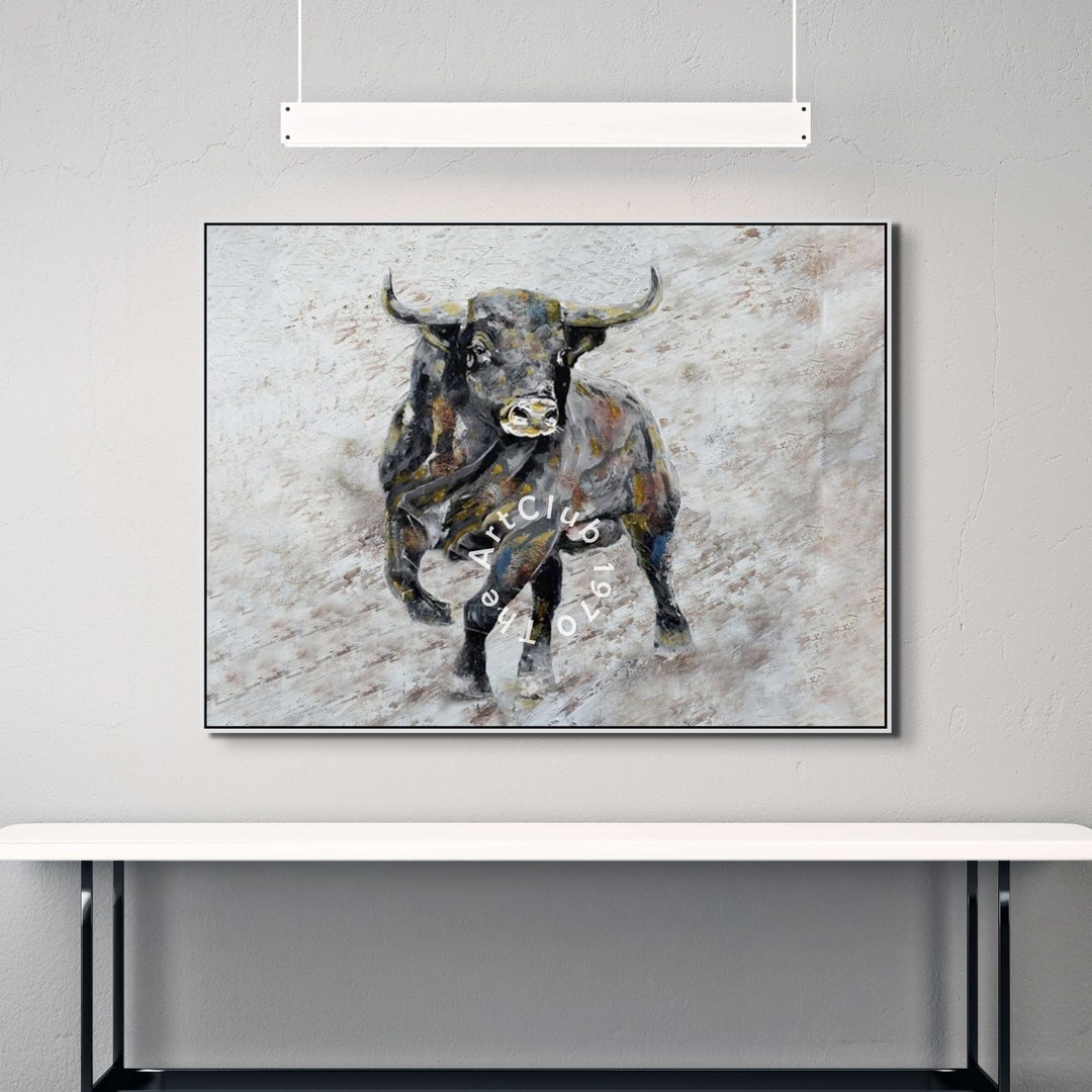 Hand Painted Bull Painting Animal Painting Abstract Modern Canvas Art