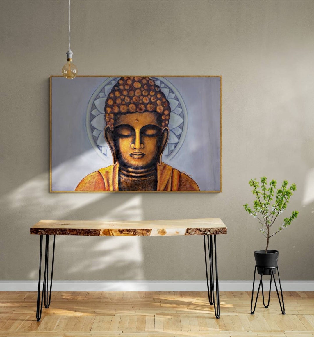 Golden Buddha Canvas Wall Art Handmade Buddha Spiritual Painting Zen ...