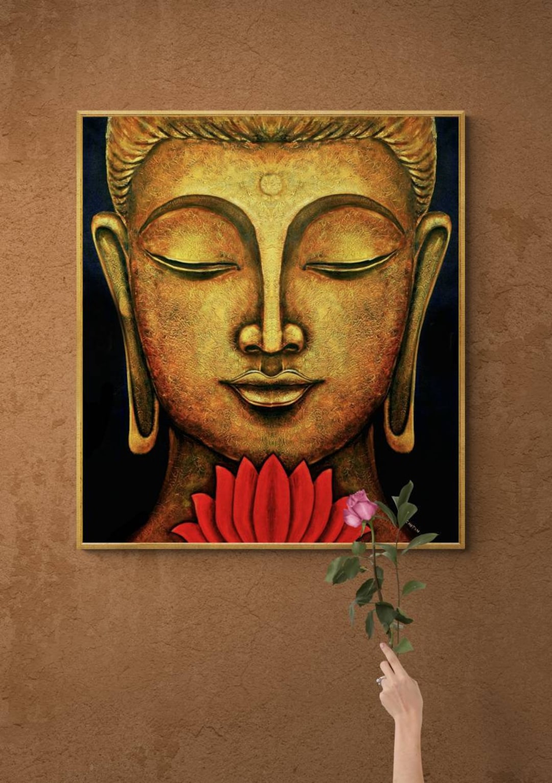 Buy Vastu Painting Golden Buddha Painting Joyful Buddha Online in India