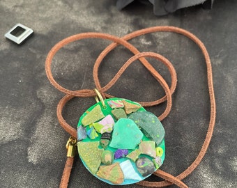 Gertrude — Upcycled Mosaic Clay Pendants