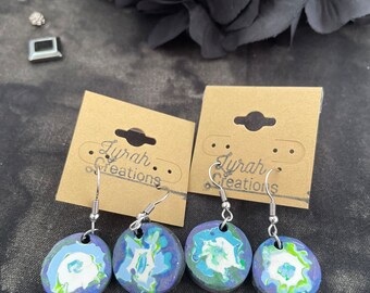 Judith — Tie Dye Floral Inspired Polymee Clay Dangles