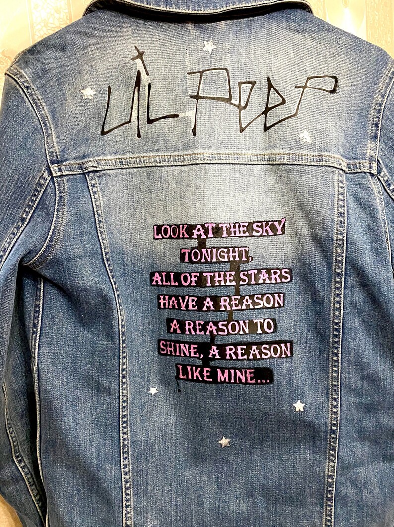 Jacket Lil Peep Denim Paint Rap Emo - Etsy