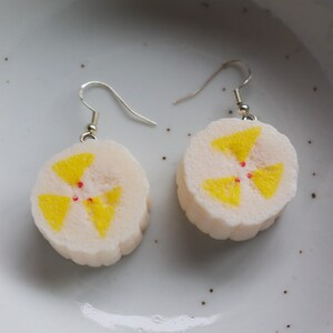 banana slice earrings, fruit earrings, fake food jewelry, fun gift