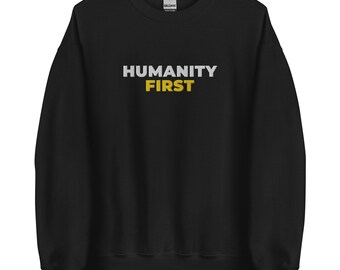 HUMANITY FIRST Embroidered Unisex Sweatshirt, yellow
