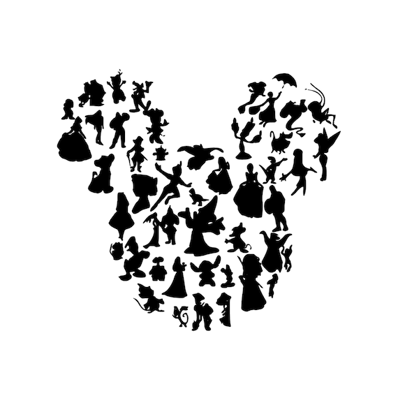 Disney Personage Silhouette Decal Disney Mickey Mouse Vinyl Mickey Mouse Silhouet Sticker Disney Mickey Mouse Decal Vinyl