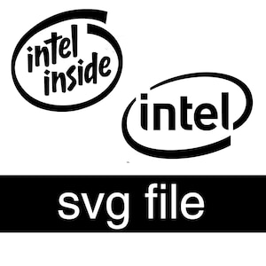 Puede incluir: Logotipo en blanco y negro de Intel Inside, con las palabras "intel inside" en un círculo y la palabra "intel" en un círculo separado.