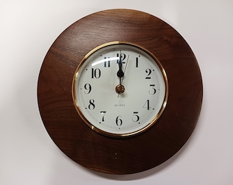 Clock for wall, Round Wall Clock, Wall Clock, Walnut Wall Clock, Clock, Hanging Clock, Kitchen Clock, Office Clock