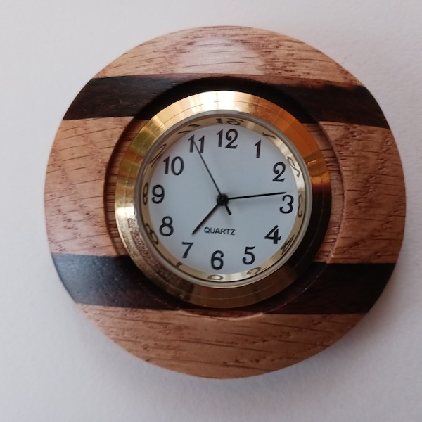 Tiny Small wood clock, Tiny office clock, Fridge magnet clock, Stove clock, Small wood clock,  Toolbox clock, Shop Clock, office clock,