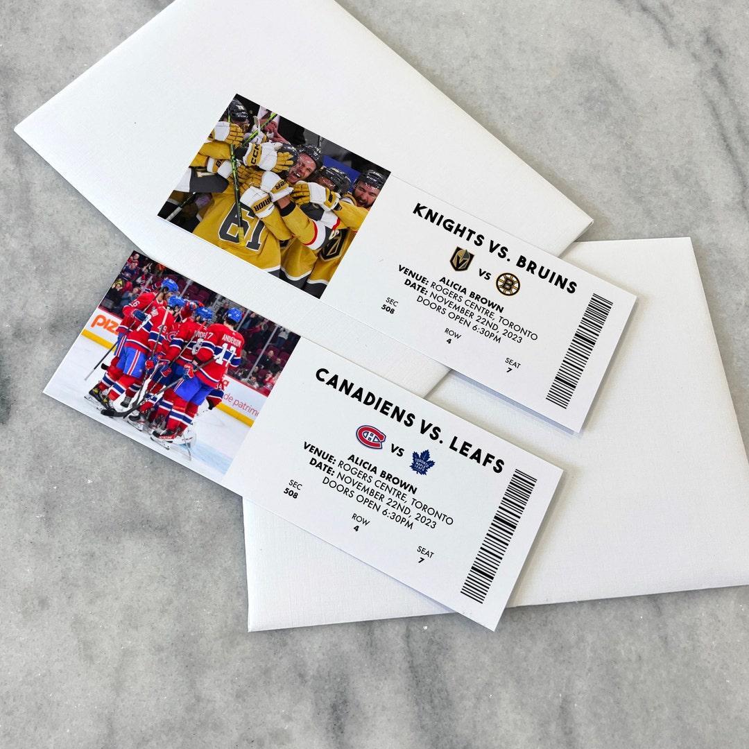 PHYSICAL NHL Hockey Gifting Ticket, Ticket for Hockey Game Custom and Personal Gift, Sporting ...