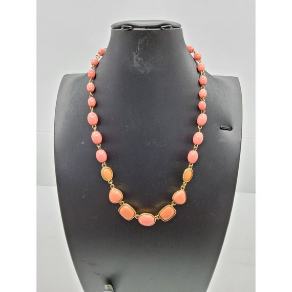 vintage monet 2-tone pink lucite beaded gold tone… - image 1