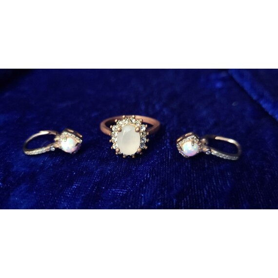 vintage copper luminescent quartz inset earrings … - image 2