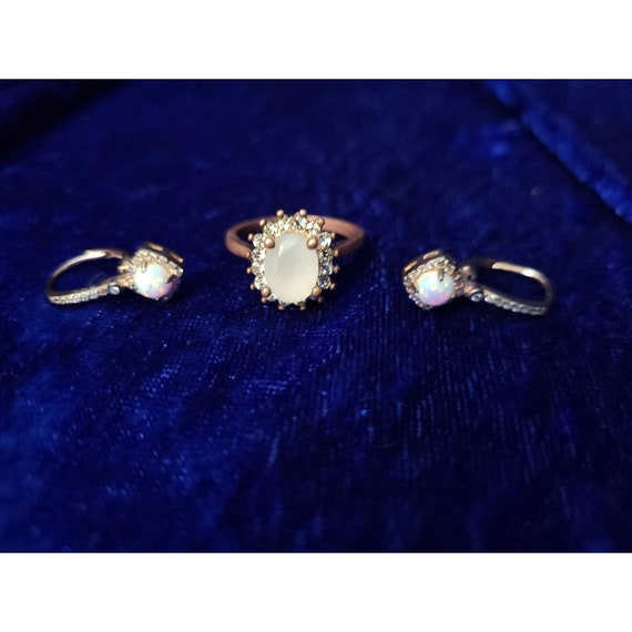 vintage copper luminescent quartz inset earrings … - image 4