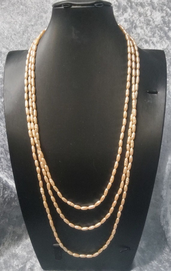 Vintage Simulated Freshwater Rice Pearl Necklace c