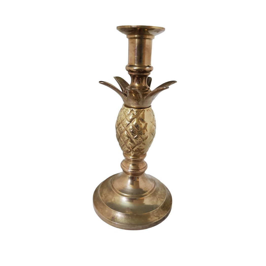 Vintage Hollywood Regency Solid Brass Pineapple Candle Holder. Etsy