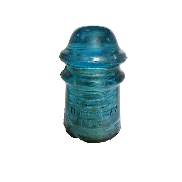 antique hemingray no 9 aqua colored small glass telephone insulator 3.5".