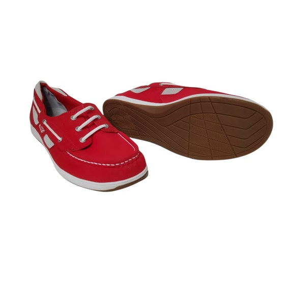 Ryka Womens Leather Red Slip on Boat 