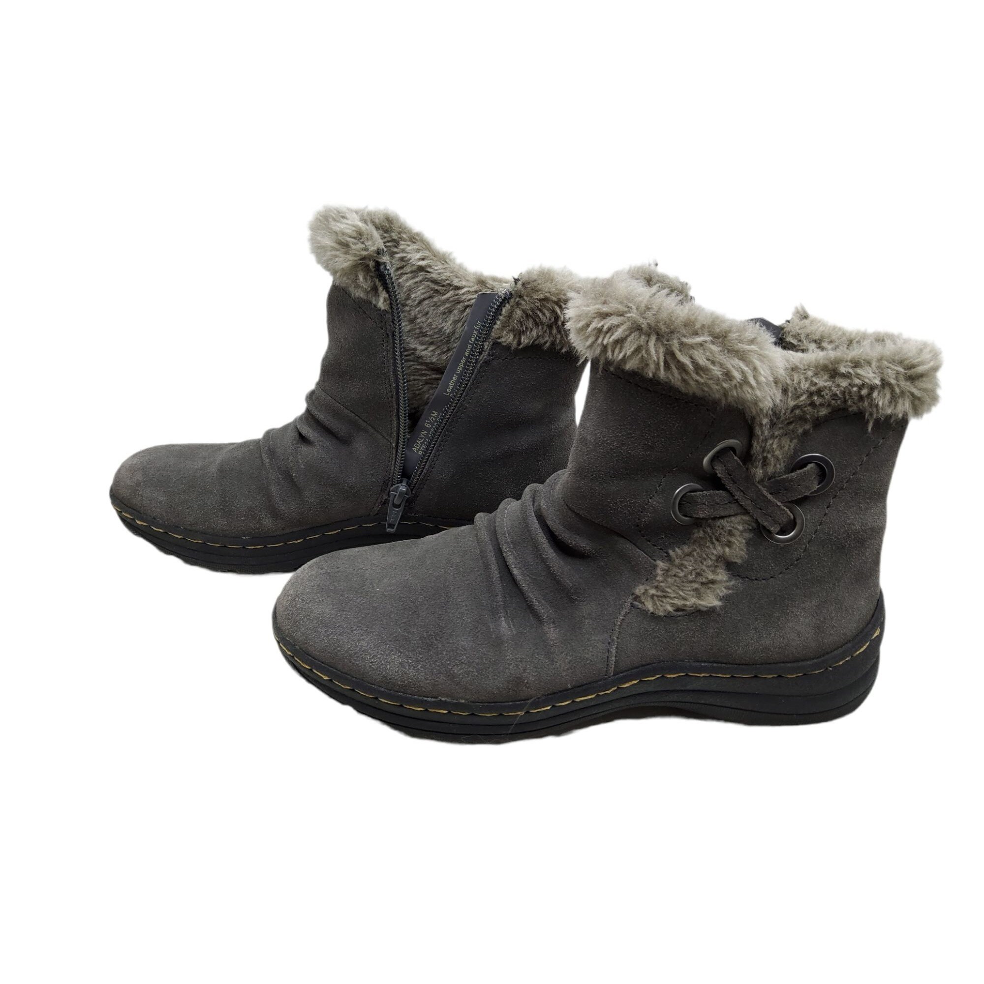 2000s Baretraps Women's Adalyn Ankle Boots Gray Suede Fur Lined Size US 6.5M / EU 37, Preowned