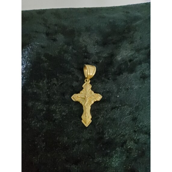vintage spanish mission style gold tone 2"L crucifix … - Gem