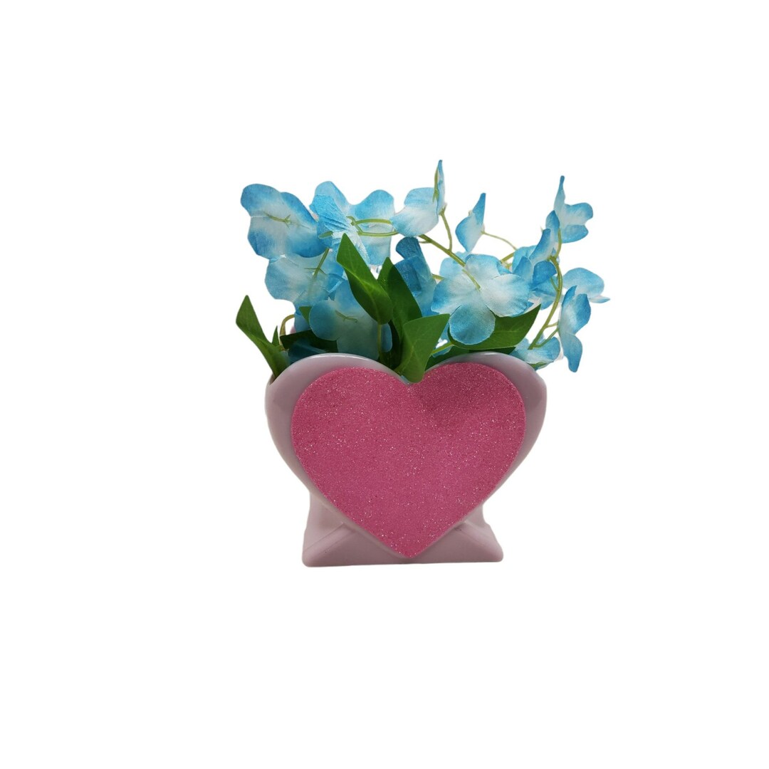 Vintage 1990s Plastic Pink Heart Vase / Planter by Diamond Etsy