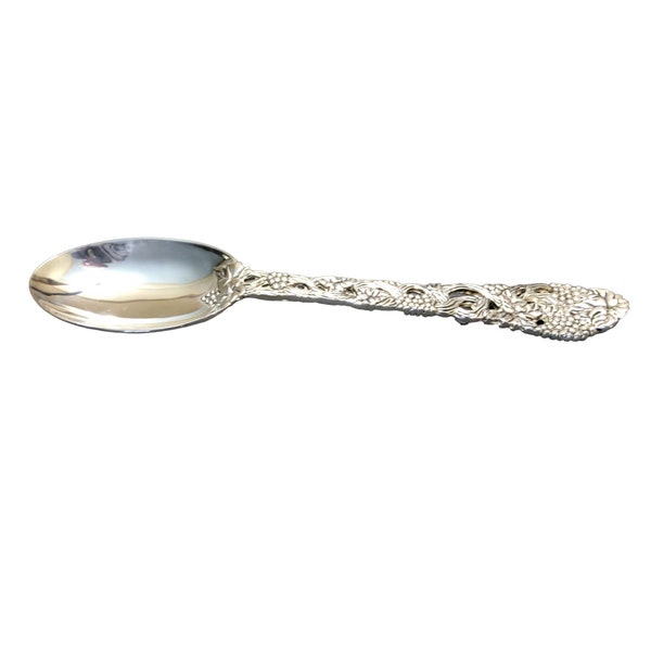 Vtg Godinger Silverplate Serving Spoon in Vineyard Pattern, 9.5"