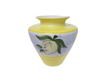 vintage portuguese handpainted ceramic lemon vase.