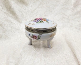 Vintage napcoware japon porcelaine florale boîte à bibelots/boîte à bijoux