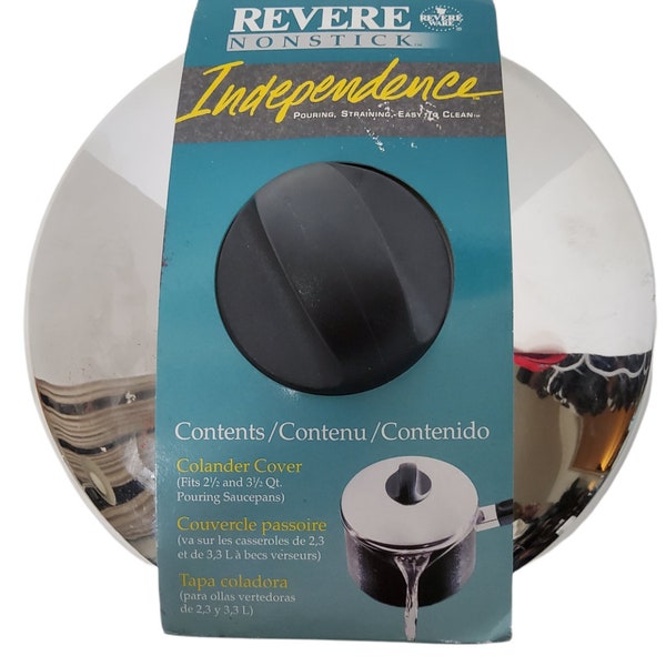 Couvercle de passoire Revere, 7 x 3,5 po. pour casseroles de 2,5 et 3,5 pintes, acier inoxydable - NOUVEAU