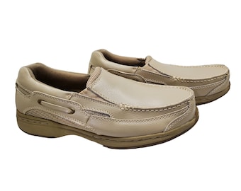 Zapatos cómodos para caminar de cuero/malla color tostado para hombre del Dr. Scholls de la década de 2000.