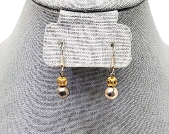 vintage gold /silver tone bead ear wire earrings
