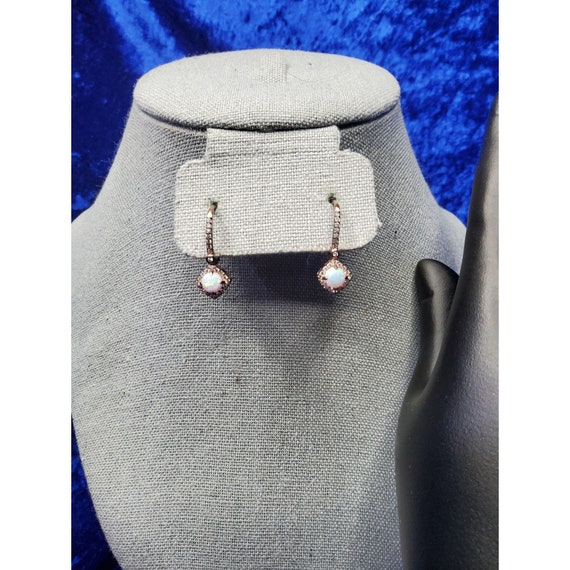 vintage copper luminescent quartz inset earrings … - image 6
