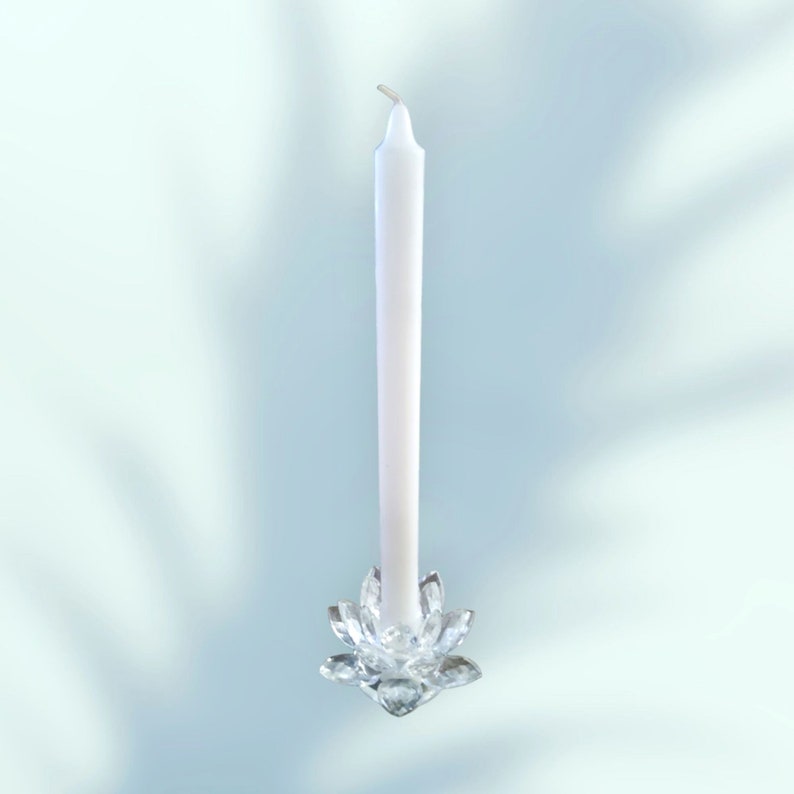 vintage cut glass lotus flower chrystal candle holder image 3