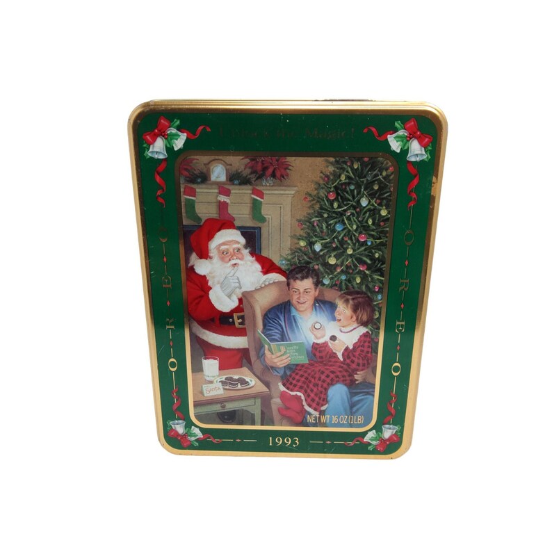 Vintage 1993 Unlock the Magic Oreo Christmas Tin image 1