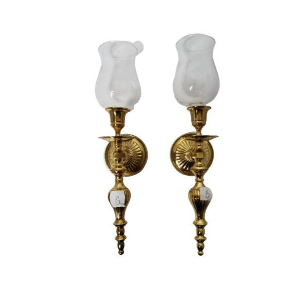 Vintage Large Solid Brass Candle Sconces Pair of 2 With Etsy