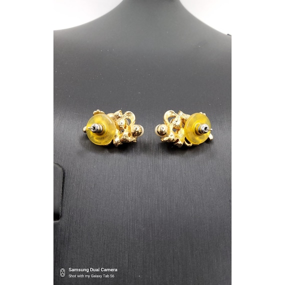 vintage marvella gold color pierced ears simulate… - image 3