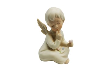 vintage 1991 homco signed anjuno bisque cherub figurine