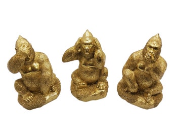 vintage sagebrook hear no evil, see no evil, speak no evil resin gorillas