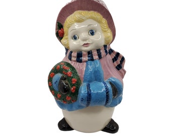 Vintage 1979 Zavori Mold Mrs. Snowwoman Ceramic Statue Christmas Decoration14" tall