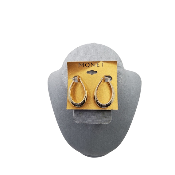 monet gold tone chunky hoop post earrings - image 1