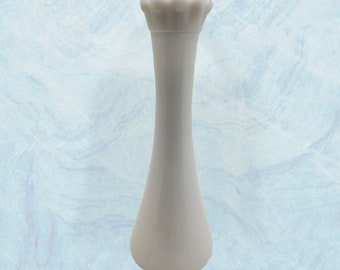 vintage milk glass bud vase with scalloped top 8.75" tall x 1.5" dia top opening