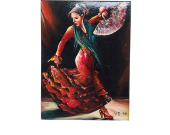 e varges barcelona 09 oil painting on canvas hand painted original flamenco dancer.