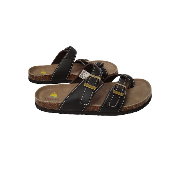 2000s Aloha Island Women flipper Faux Leather Adjustable Buckles
